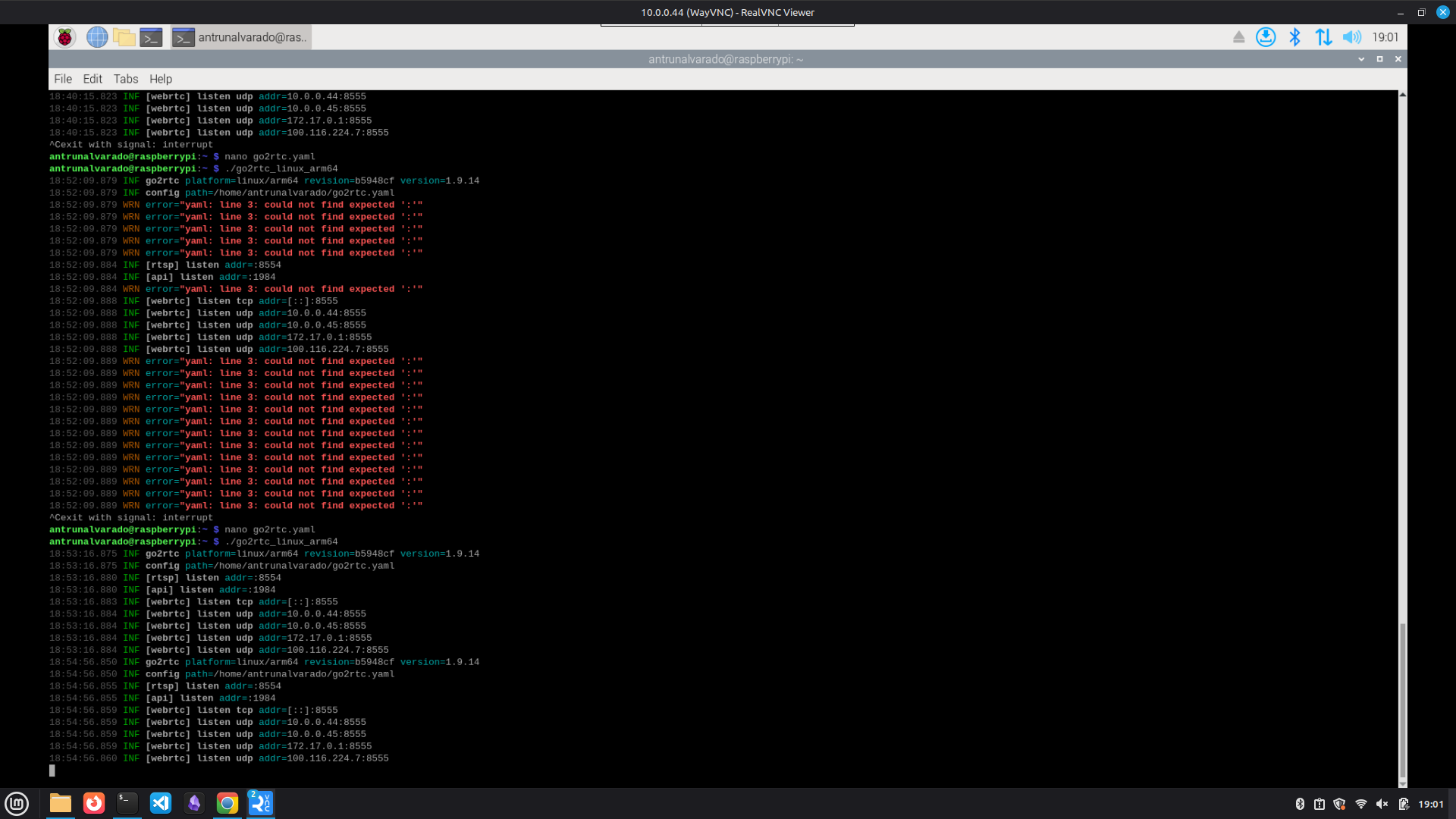 go2rtc running on Pi